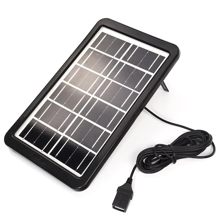 Sisteme si panouri solare - Panou Solar Portabil, Putere 3W, Tensiune 6V, IP67, Cablu cu Mufe 5 in 1, Negru
