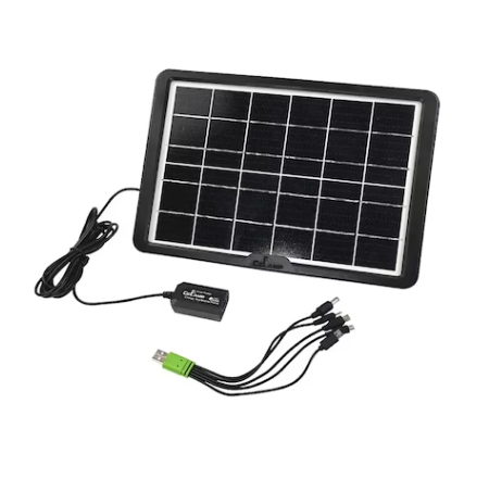 Sisteme si panouri solare - Panou Solar Portabil, Putere 8W, Tensiune 6V, IP65, Cablu cu Mufe 5 in 1, Negru