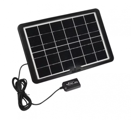 Panou Solar Portabil, Putere 8W, Tensiune 6V, IP65, Cablu cu Mufe 5 in 1, Negru [1]