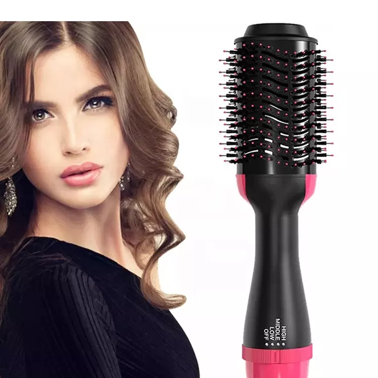 Ingrijire personala & Cosmetice - Perie de par electrica ceramica cu aer cald pentru volum One Step 3 in 1, uscator, perie, ondulator, 1000W, tehnologie Ionica, 3 trepte de viteza