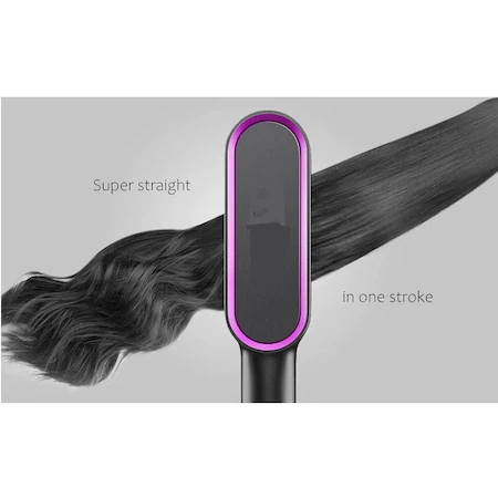 Perie electrica profesionala din ceramica pentru indreptat parul, pieptene pentru indreptat barba, coafat, 45W, temperatura reglabila/5 trepte, max. 190° C, fara efect de electrizare [6]