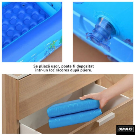 Piscina gonflabila din PVC rezistent, 150x102x50 cm, 3 inele, design tropical, pentru gradina si terasa [6]