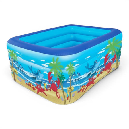 Mobila gradina & terasa - Piscina gonflabila din PVC rezistent, 150x102x50 cm, 3 inele, design tropical, pentru gradina si terasa