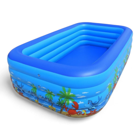 Mobila gradina & terasa - Piscina gonflabila familiala din PVC rezistent, 180x125x54 cm, 3 inele, design tropical, pentru curte si gradina