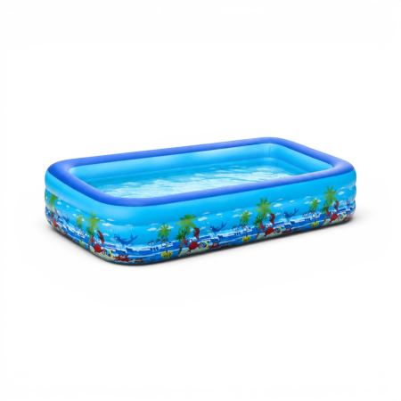 Casa, Gradina & Bricolaj - Piscina gonflabila familiala din PVC rezistent, 180x125x54 cm, 3 inele, design tropical, pentru curte si gradina