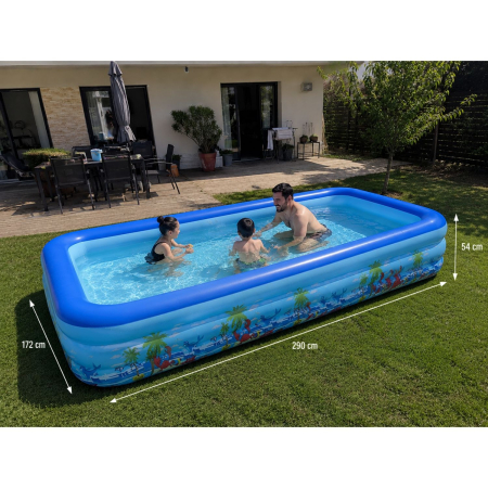 Piscina gonflabila XXL din PVC rezistent, 290x172x54 cm, 3 inele, design tropical, pentru curte si gradina [5]