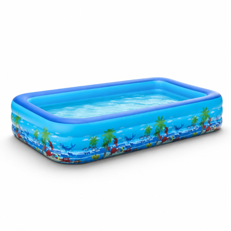 Casa, Gradina & Bricolaj - Piscina gonflabila XXL din PVC rezistent, 290x172x54 cm, 3 inele, design tropical, pentru curte si gradina