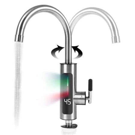 Robinet electric instant din inox, cu display si rotire 360 grade, 3000W [1]