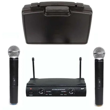 Sistem Audio Profesional 2 Microfoane Wireless Shure UHF SM58-1, Valiza Transport, Jack de 6.3mm, Adaptor Alimentare 220V, 2 Baterii de 9V, Raza Operare 100m [2]
