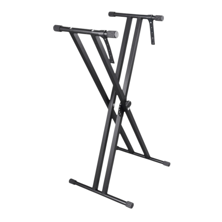 Instrumente Muzicale - Suport Orga Dublu X Reglabil, 5 Trepte, 65–100cm, Antialunecare, Negru, Sarcina Maxima 60kg