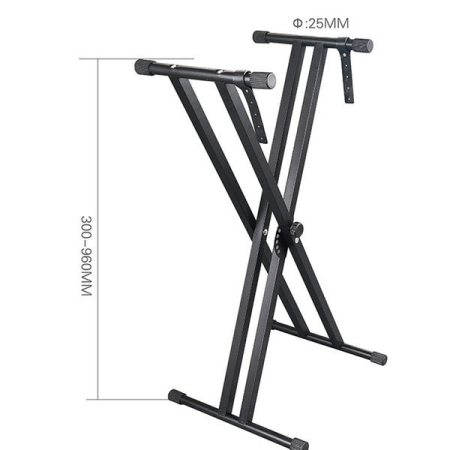 Suport Orga Dublu X Reglabil, 5 Trepte, 65–100cm, Antialunecare, Negru, Sarcina Maxima 60kg [3]