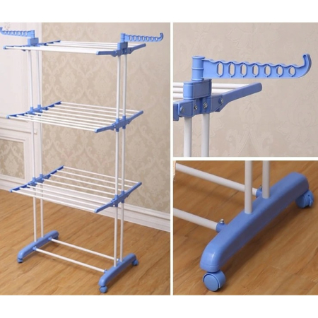 Uscator vertical, mobil si pliabil pentru rufe cu suport umerase, inaltime 173cm , 3 etaje [2]