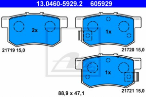 Piese auto aftermarket - Set placute frana spate ATE ATE605929