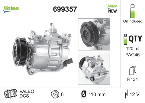 Piese auto aftermarket - COMPRESOR AER CONDITIONAT VALEO VAL699357