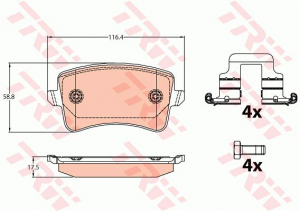 Piese auto aftermarket - SET PLACUTE FRANA SPATE TRW GDB2107