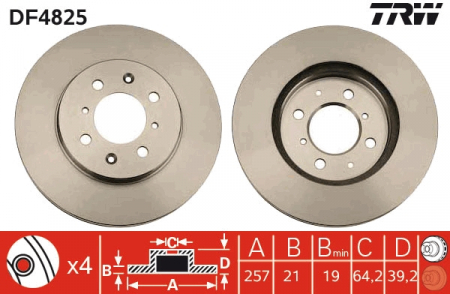 Piese auto aftermarket - DISC FRANA FATA TRW DF4825