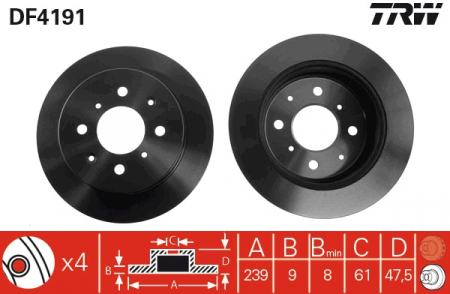 Piese auto aftermarket - DISC FRANA SPATE TRW DF4191