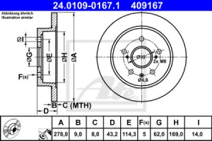 Piese auto aftermarket - Disc frana spate ATE ATE409167