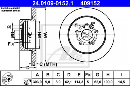 Piese auto aftermarket - DISC FRANA SPATE ATE 24.0109-0152.1