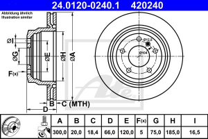 Piese auto aftermarket - DISC FRANA SPATE ATE 24.0120-0240.1