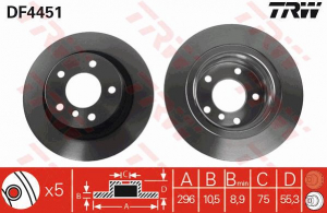 Piese auto aftermarket - DISC FRANA SPATE TRW DF4451