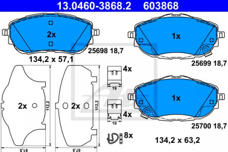 Piese auto aftermarket - SET PLACUTE FRANA FATA ATE 13.0460-3868.2