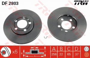 Piese auto aftermarket - DISC FRANA FATA TRW DF2803