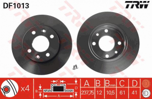 Piese auto aftermarket - DISC FRANA FATA PLIN TRW DF1013