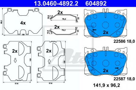 Piese auto aftermarket - SET PLACUTE FRANA FATA ATE 13.0460-4892.2