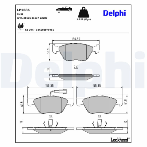 Piese auto aftermarket - SET PLACUTE FRANA FATA DELPHI LP1686