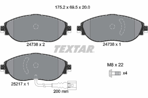 Piese auto aftermarket - SET PLACUTE FRANA FATA TEXTAR 2473803