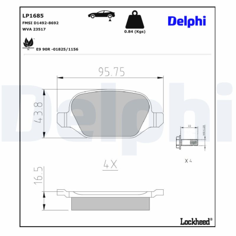Piese auto aftermarket - SET PLACUTE FRANA SPATE DELPHI LP1685