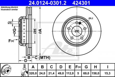 Piese auto aftermarket - DISC FRANA SPATE ATE 24.0124-0301.2
