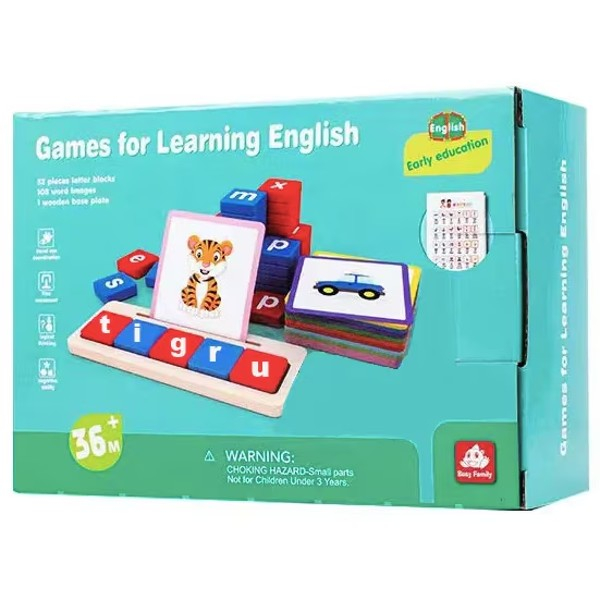 Joc educativ din lemn - Învaţă literele si scrie cuvinte in limba engleza [7]