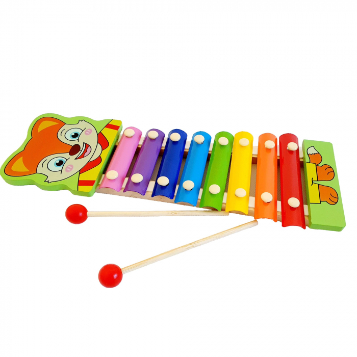 Xilofon din lemn cu animăluţe - Cartoon animal hand knock piano series [2]
