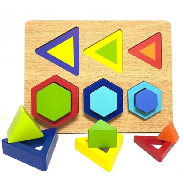 Puzzle incastru din lemn forme geometrice Shape building blocks [5]