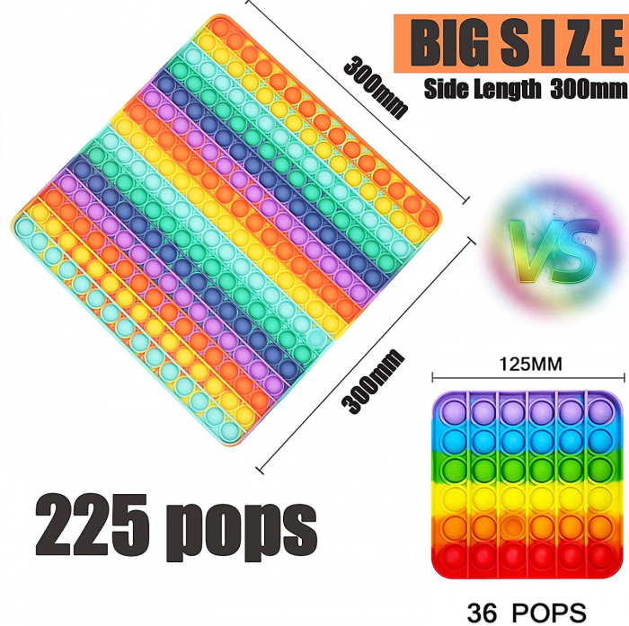 Jucărie senzorială POP IT uriaș, multicolor, formă pătrată, 225 bule [6]