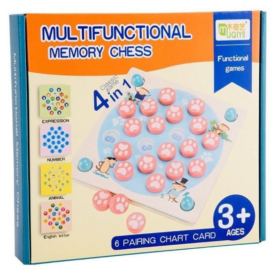 Diver finger Emphasis Joc de memorie din lemn MULTIFUNCTIONAL MEMORY CHESS 4 in 1