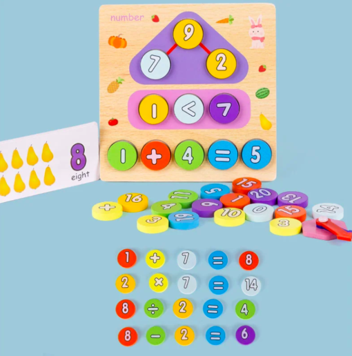 Joc din lemn 2 în 1 ceas și calcule matematice TWO IN ONE DIGITAL CLOCK [3]