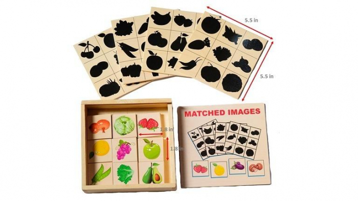 Jocul umbrelor - joc de asociere de tip Montessori din lemn- Fructe și legume [1]