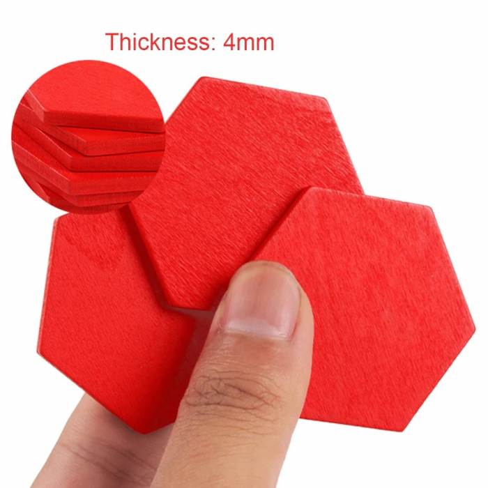 Joc tangram puzzle de tip Montessori din lemn - Pattern Blocks [9]