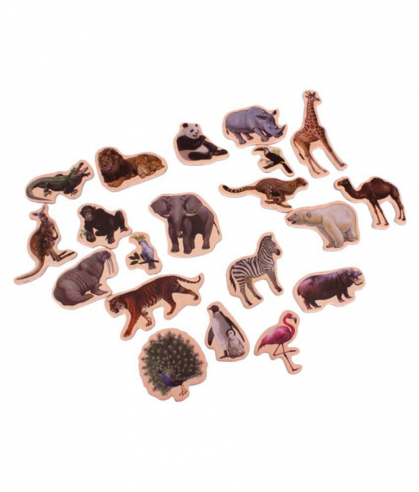 Set piese magnetice din lemn - Animalele pădurii - în cutie din lemn cu mâner [2]