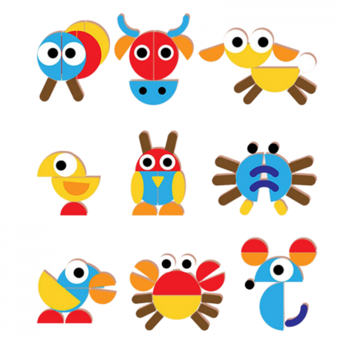 Puzzle Montessori distractiv de tip tangram ANIMALE - Montessori fun puzzle Animal [3]