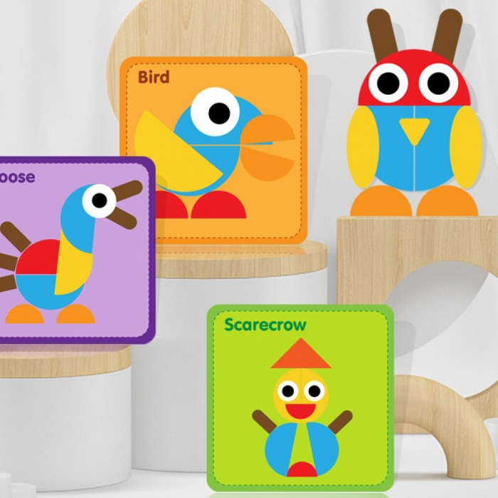 Puzzle Montessori distractiv de tip tangram ANIMALE - Montessori fun puzzle Animal [7]