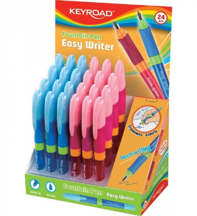 Stilou Easy Writer Fountain Pen Keyroad culoare roz+portocaliu [2]