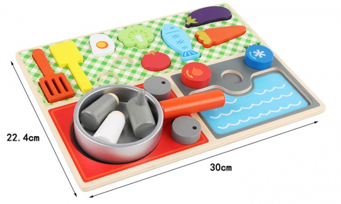 Set minibucătărie de jucărie din lemn tip puzzle Montessori KABI [5]