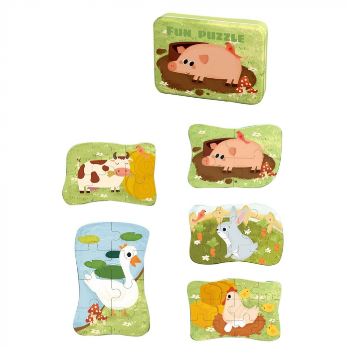 Puzzle în cutie metalică ANIMALE DOMESTICE - FUN PUZZLE [2]
