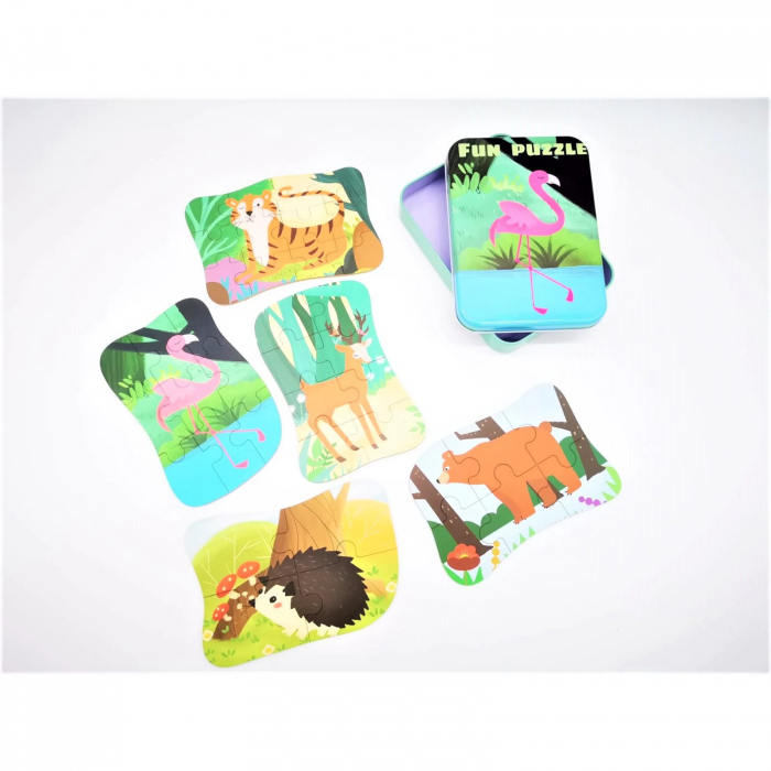 Puzzle în cutie metalică ANIMALE SĂLBATICE - FUN PUZZLE [3]