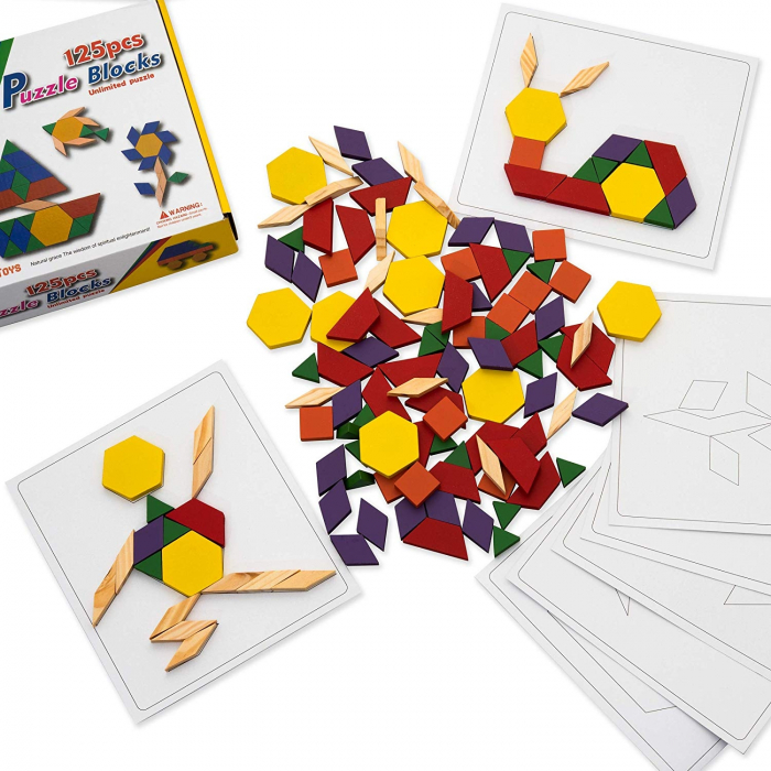 Joc tangram din lemn 125 piese - Puzzle Blocks [2]