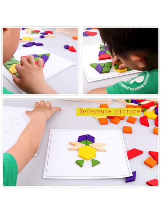 Joc tangram din lemn 125 piese - Puzzle Blocks [4]